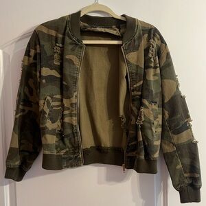 Fashion Nova Distressed Camo Jacket